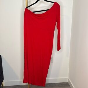 Beautiful red one sleeve “cold shoulder” dress. XL